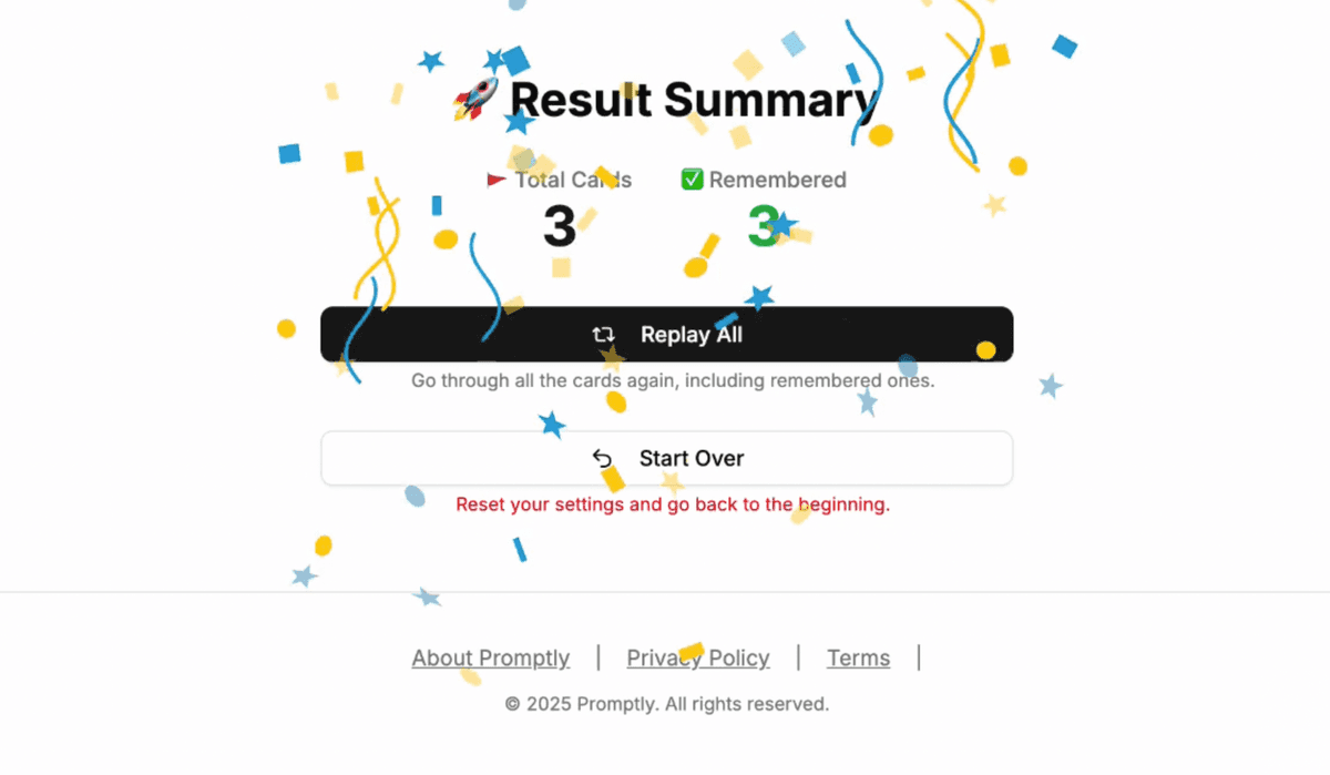 Promotee flashcard interaction preview